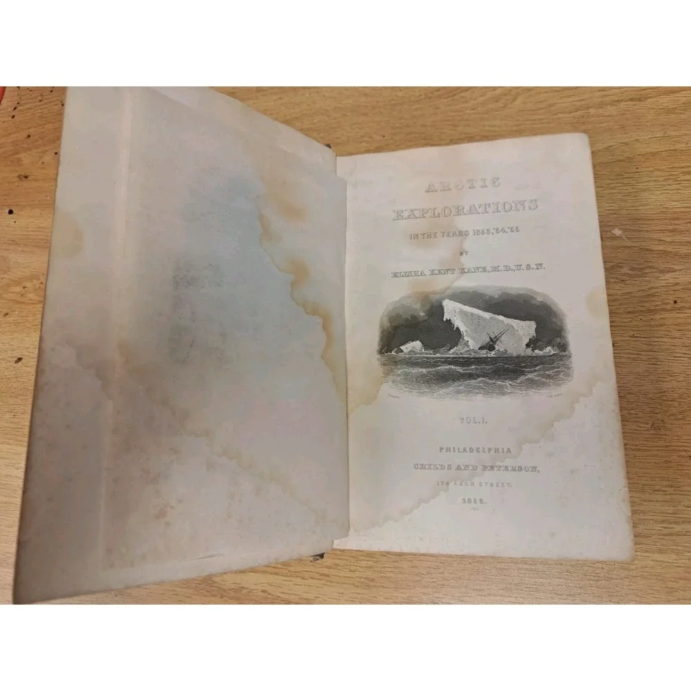 1856 Arctic Explorations Years 1853-1855 Vol 1 Dr Elisha Kane Hardback w/ Map 06